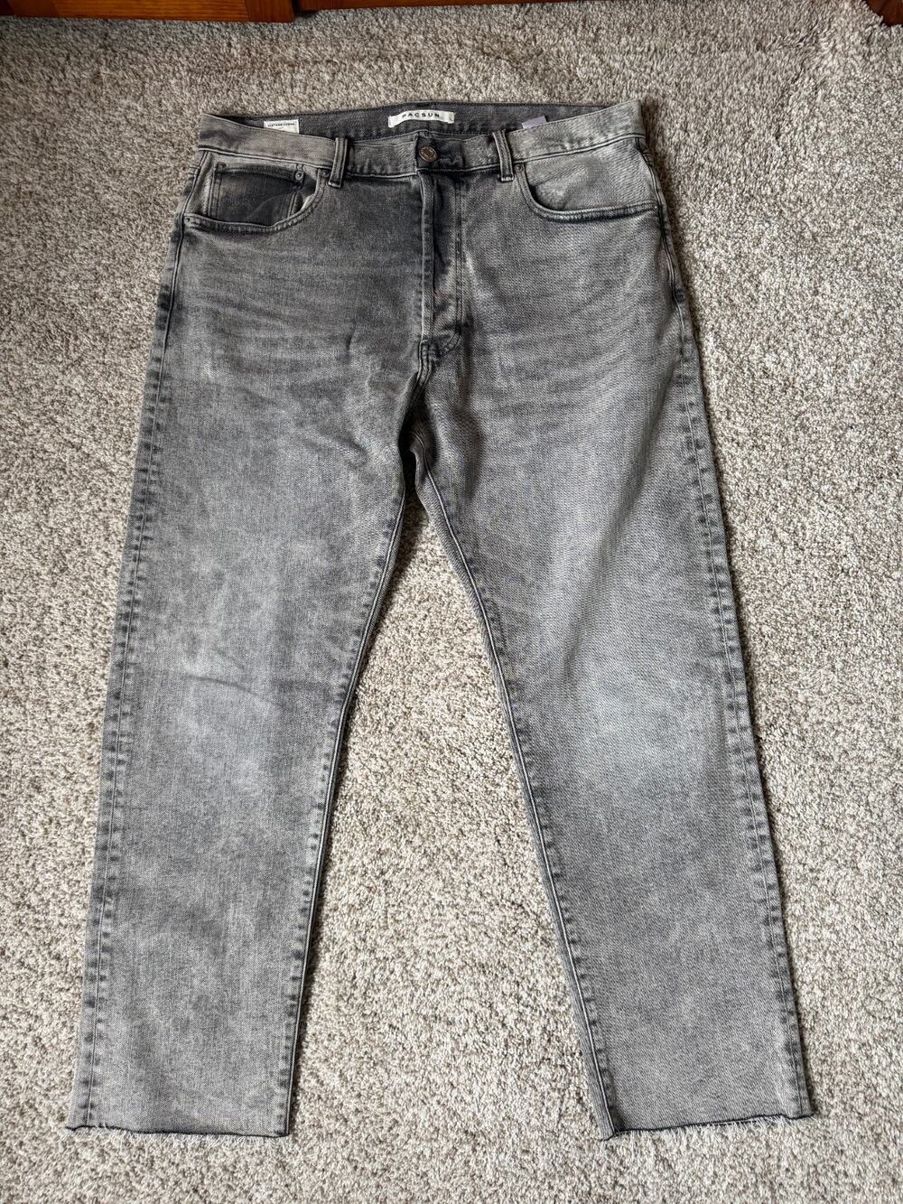 PacSun Mens Dark Wash Gray Vintage Loose Cropped Jean Pants W34